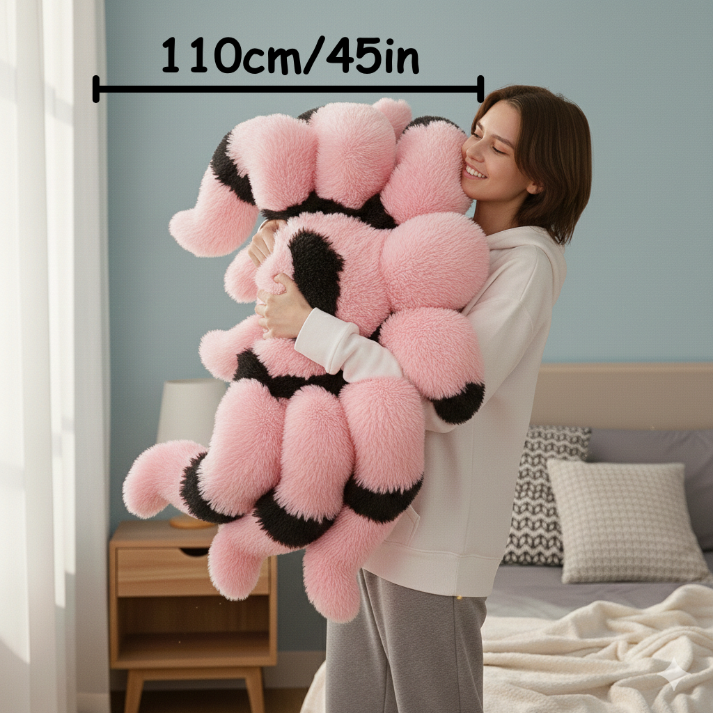 giant hypoallergenic cute pink fuzzy spider plush with the size 110cm/45in
